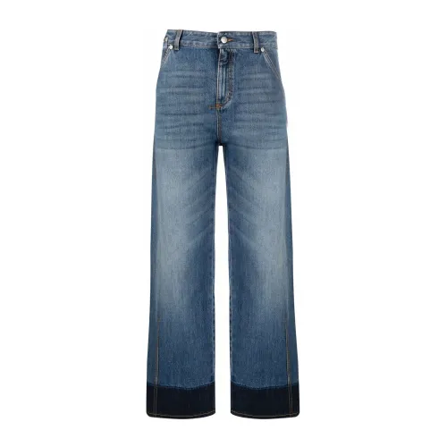 Alexander McQueen , Bicolor Straight Leg Denim Jeans ,Blue female, Sizes: