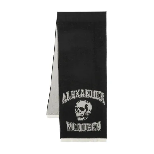 Alexander McQueen , Black and Gray Logo Scarf ,Black male, Sizes: ONE