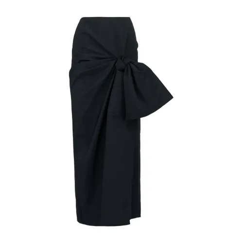 Alexander McQueen , Black Ankle-Length Skirt with Slit Detailing ,Black female, Sizes: