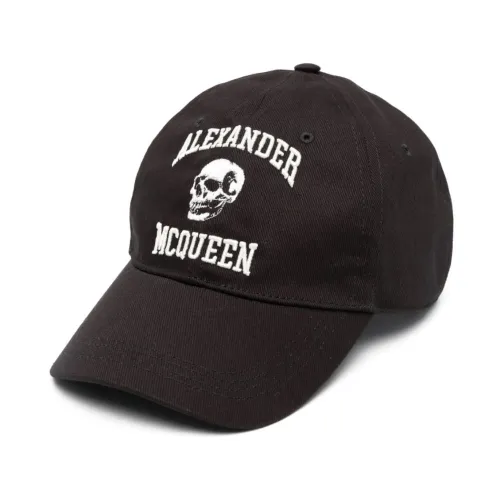Alexander McQueen , Black Baseball Cap with Varsity Skull Embroidery ,Black male, Sizes: