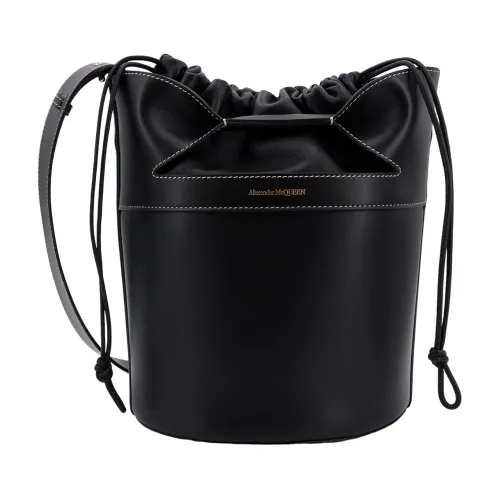 Alexander McQueen , Black Bucket Bag Backpack with Leather Drawstring ,Black female, Sizes: ONE SIZE