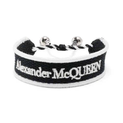 Alexander McQueen , Black Cotton Adjustable Bracelet ,Black male, Sizes: ONE SIZE