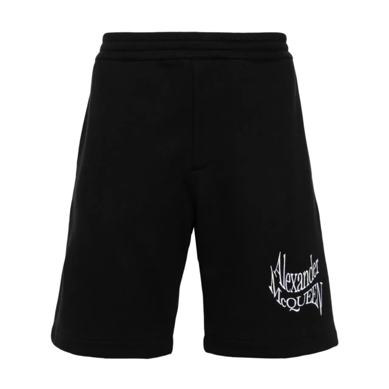 Alexander McQueen , Black Cotton Shorts with Embroidered Logo ,Black male, Sizes: