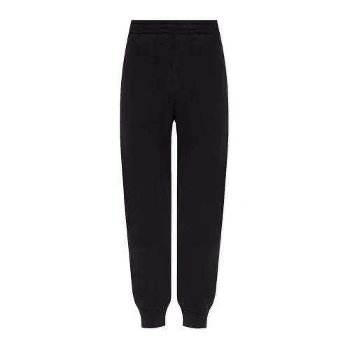 Alexander McQueen , Black Cotton Trousers with Ribbed Trims ,Black male, Sizes: