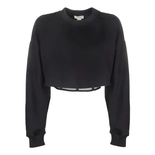 Alexander McQueen , Black Crop Sweatshirt ,Black female, Sizes: