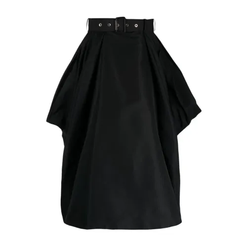 Alexander McQueen , Black Draped Skirt with Removable Belt ,Black female, Sizes: