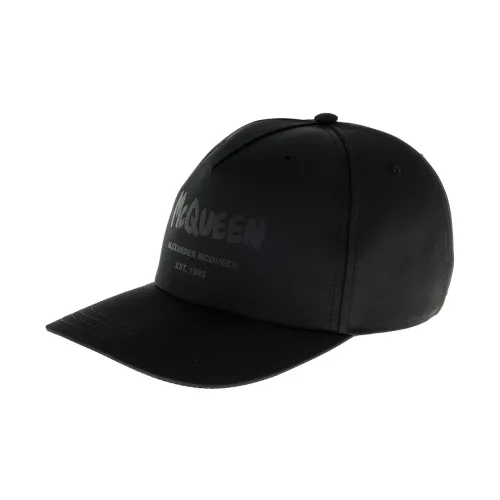 Alexander McQueen , Black Hat with Logo Print ,Black male, Sizes: