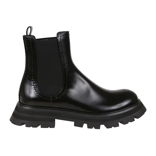 Alexander McQueen , Black Leather Chelsea Ankle Boots ,Black female, Sizes: