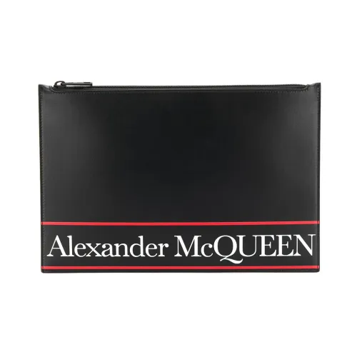 Alexander McQueen , Black Leather Flat Logo Clutch ,Black male, Sizes: ONE SIZE