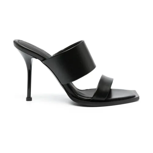 Alexander McQueen , Black Leather Heeled Mules ,Black female, Sizes: