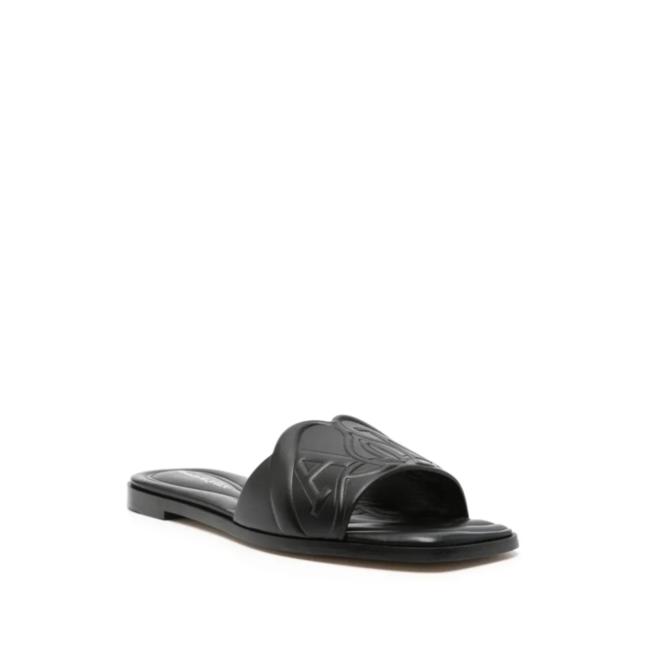 Alexander McQueen , Black Leather Logo Sandals ,Black female, Sizes:
