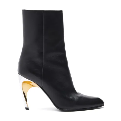Alexander McQueen , Black Leather Stiletto Heel Boots ,Black female, Sizes: