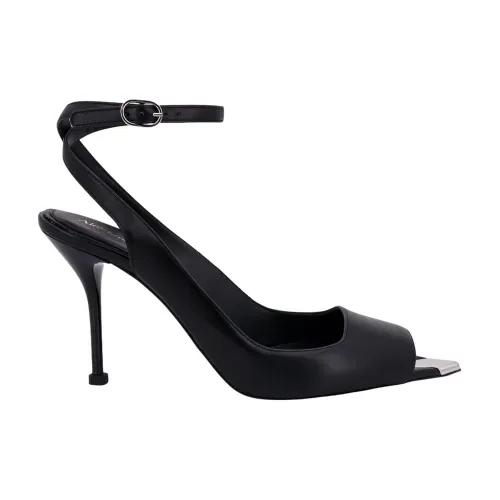 Alexander McQueen , Black Leather Stiletto Sandals ,Black female, Sizes:
