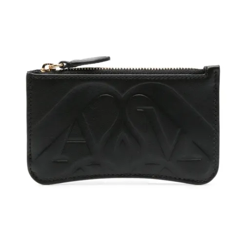 Alexander McQueen , Black Leather Wallet with Logo Print ,Black female, Sizes: ONE SIZE