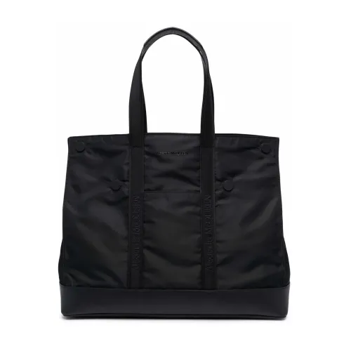 Alexander McQueen , Black Logo-Embroidered Tote Bag ,Black male, Sizes: ONE SIZE