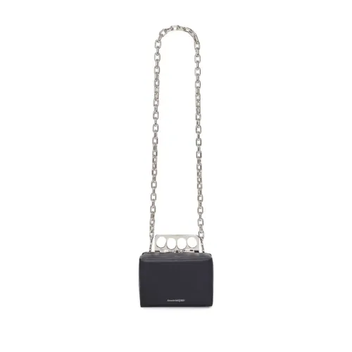Alexander McQueen , Black Logo-Lettering Leather Mini Bag ,Black female, Sizes: ONE SIZE
