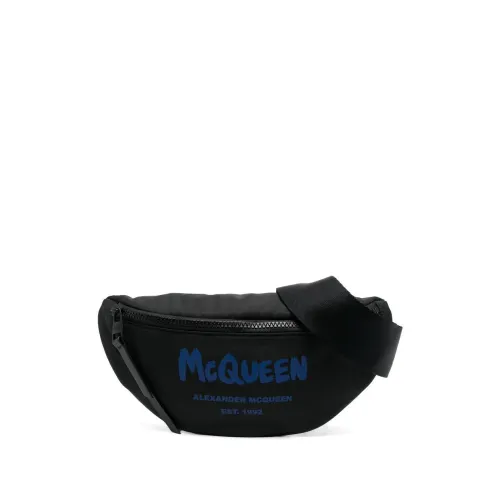 Alexander McQueen , Black Logo-Print Belt Bag ,Black male, Sizes: ONE SIZE