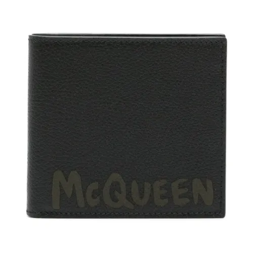Alexander McQueen , Black Logo Wallet Card Slots Silver ,Black male, Sizes: ONE SIZE
