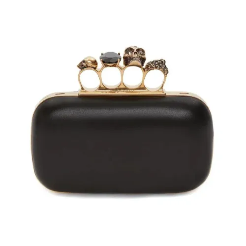 Alexander McQueen , Black Nappa Leather Knuckle Clutch Bag ,Black female, Sizes: ONE SIZE