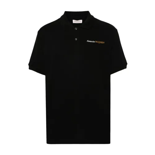 Alexander McQueen , Black Polo Shirt with Embroidered Logo ,Black male, Sizes: