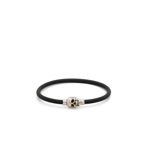 Alexander McQueen , Black Skull Charm Cord Bracelet ,Black male, Sizes: S