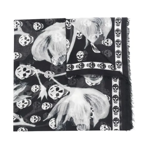 Alexander McQueen , Black Skull Print Scarf ,Black female, Sizes: ONE