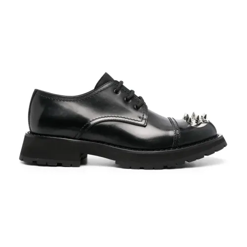 Alexander McQueen , Black Spike-Stud Derby Shoes ,Black male, Sizes: