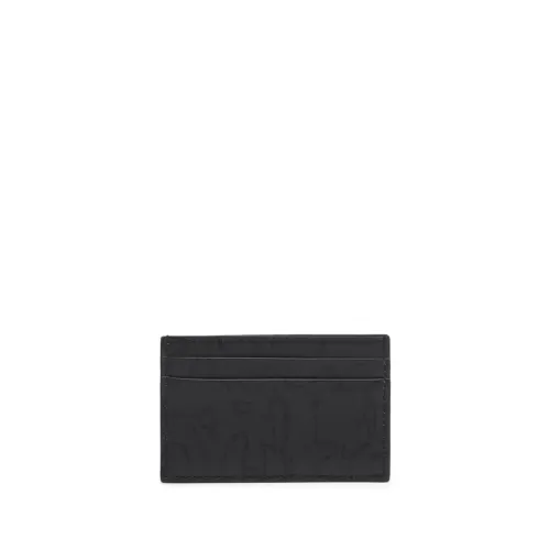 Alexander McQueen , Black Textured Print Credit Card Holder ,Black male, Sizes: ONE SIZE