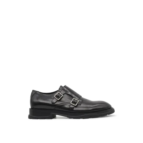 Alexander McQueen , Black Tread Monk Strap Shoes ,Black male, Sizes: