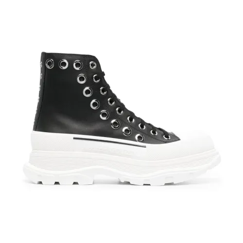 Alexander McQueen , Black Tread Slick Ankle Boots ,Black male, Sizes: