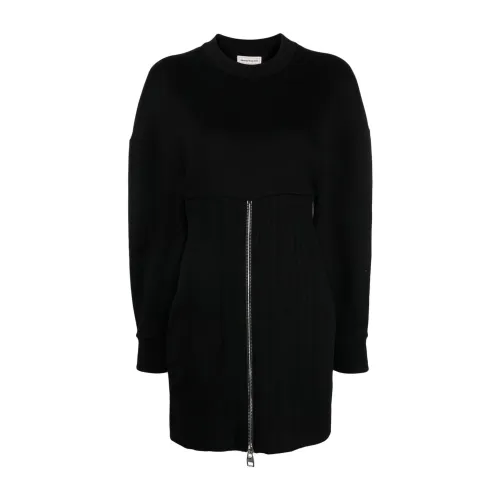 Alexander McQueen , Black Zip-Detail Mini Dress ,Black female, Sizes: