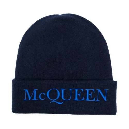 Alexander McQueen , Blue Logo Embroidered Hat ,Blue male, Sizes: