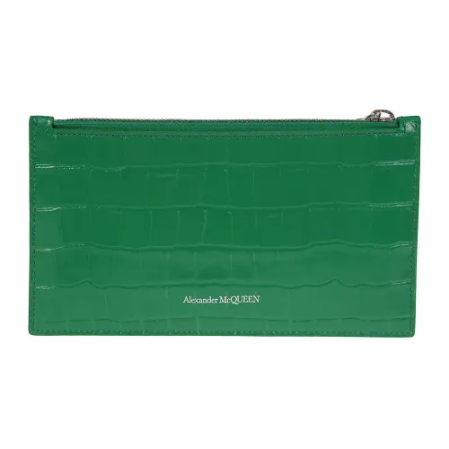 Alexander McQueen , Bright Green Flat Zip Wallet with Card Slots ,Green female, Sizes: ONE SIZE