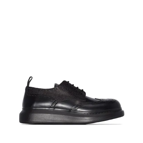 Alexander McQueen , Brogue Detail Flat Shoes ,Black male, Sizes:
