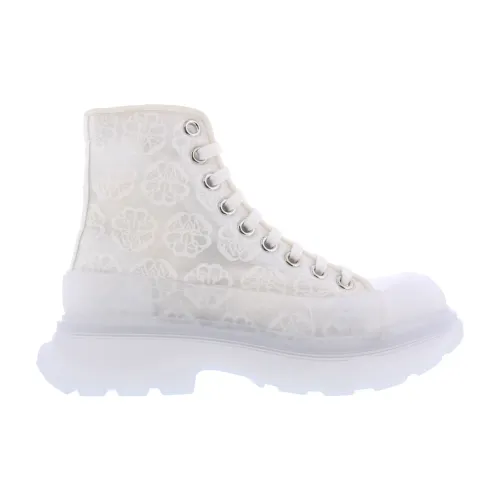 Alexander McQueen , Canvas Boot Tread Fashion Sneakers ,White female, Sizes: