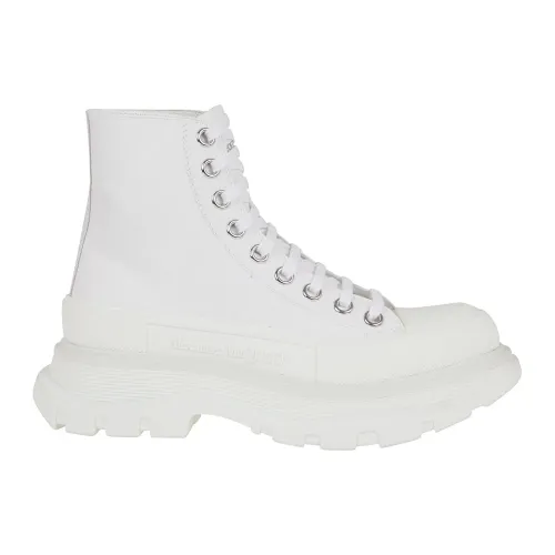 Alexander McQueen , Canvas Tread Silck Ankle Boot ,White female, Sizes: