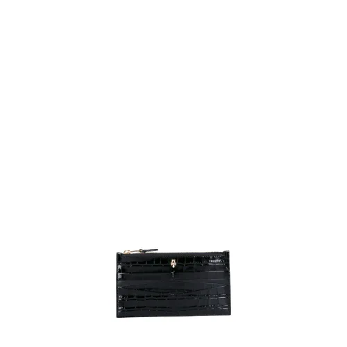 Alexander McQueen , Card Holder Wallet, Black and Gray ,Black female, Sizes: ONE SIZE