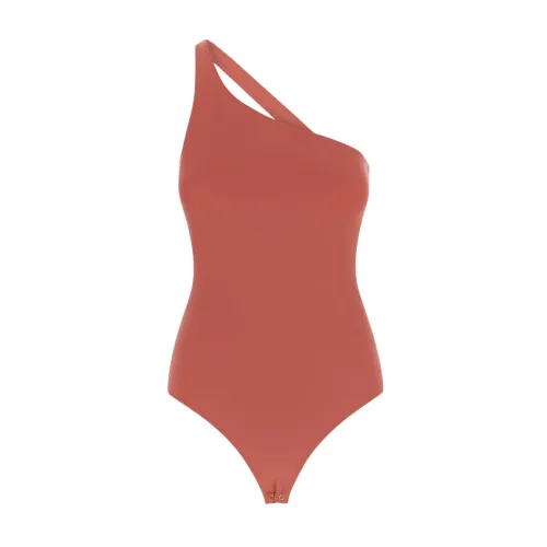 Alexander McQueen , Coral Open Back One Shoulder Bodysuit ,Red female, Sizes: