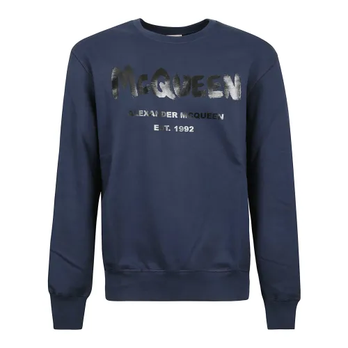 Alexander McQueen , Cozy and Stylish Men`s Sweater ,Blue male, Sizes: