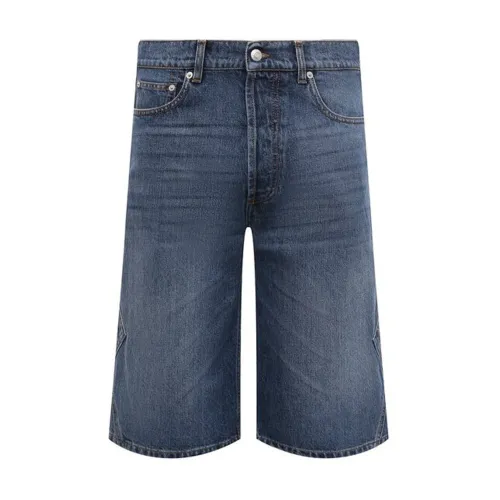 Alexander McQueen , Denim Shorts for Men ,Blue male, Sizes: