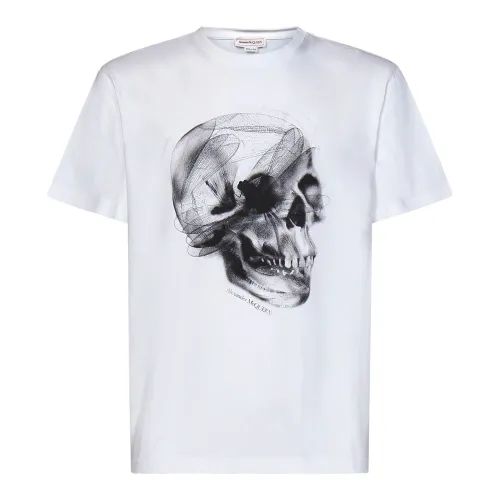 Alexander McQueen , Dragonfly Skull Print Oversized T-Shirt ,White male, Sizes: