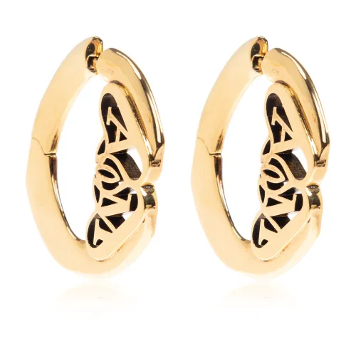 Alexander McQueen , Earrings with logo ,Yellow female, Sizes: ONE SIZE