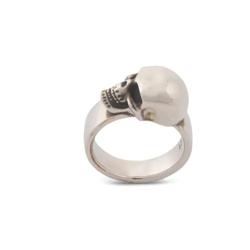Alexander McQueen , Edgy Side Skull Silver Ring ,Gray male, Sizes:
