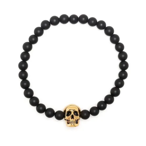 Alexander McQueen , Edgy Skull Charm Bead Chain Bracelet ,Black male, Sizes: ONE SIZE