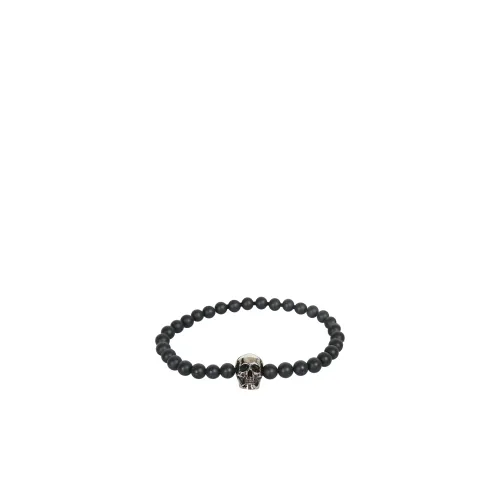 Alexander McQueen , Edgy Style Skull Pearl Bracelet ,Black male, Sizes: ONE SIZE