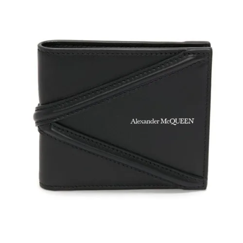 Alexander McQueen , Elegant Logo-Plaque Leather Wallet ,Black male, Sizes: ONE SIZE