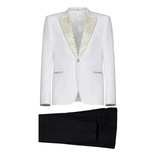 Alexander McQueen , Exquisite Wool Single Breasted Suit ,White male, Sizes: