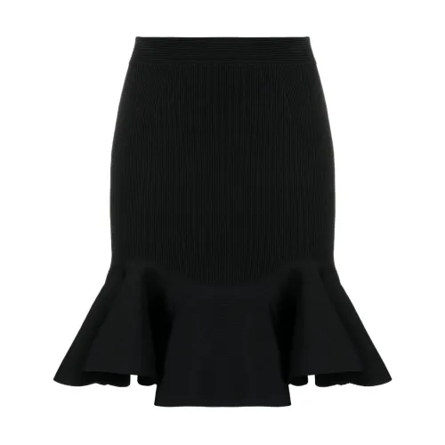 Alexander McQueen , Flared Hem High-Waisted Midi Skirt ,Black female, Sizes: