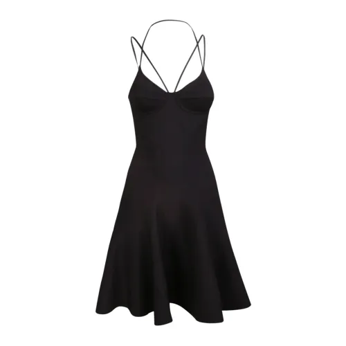 Alexander McQueen , Flared Mini Dress Black Ss22 ,Black female, Sizes: