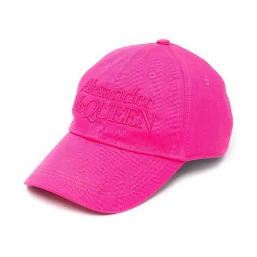 Alexander McQueen , Fuchsia Pink Cotton Cap with Embroidered Logo ,Purple male, Sizes: